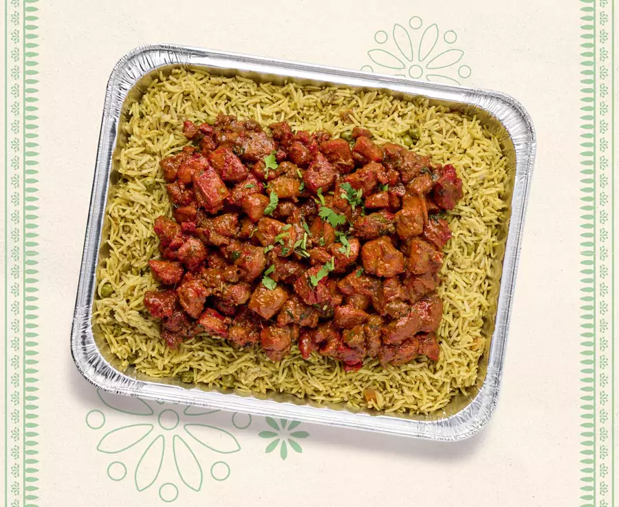 Chicken biryani catering tray